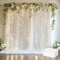 Tulle Backdrop Curtain with Lights 20x10FT White Sheer Tulle Curtain in 20x10FT