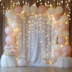Tulle Backdrop Curtain with Lights 20x10FT White Sheer Tulle Curtain in 20x10FT, alternate view 5
