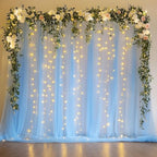 Tulle Backdrop Curtain with Lights Baby Blue 10x8ft Sheer Curtain Backdrop in 10x8ft