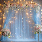 Tulle Backdrop Curtain with Lights Baby Blue 10x8ft Sheer Curtain Backdrop in 10x8ft, alternate view 5