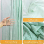 Tulle Backdrop Curtain with Lights Green Sheer Curtains Backdrop 10x10ft in 10x10ft, alternate view 3