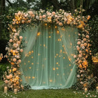 Tulle Backdrop Curtain with Lights Green Sheer Curtains Backdrop 10x10ft in 10x10ft, alternate view 5