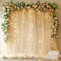 Tulle Backdrop Curtain with Lights Sheer Champagne Curtain Backdrop 20x10ft in 20x10ft