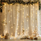 Tulle Backdrop Curtain with Lights Sheer Champagne Curtain Backdrop 20x10ft in 20x10ft, alternate view 6