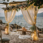 Tulle Backdrop Curtain with Lights Sheer Champagne Curtain Backdrop 20x10ft in 20x10ft, alternate view 7