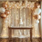 Tulle Backdrop Curtain with Lights Sheer Champagne Curtain Backdrop 30x10ft in 30x10ft, alternate view 6