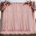 Tulle Backdrop Curtain with Lights String 10FT X 10FT Wrinkle Free Dusty Rose Sheer Tulle Backdrop Curtains for