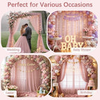 Tulle Backdrop Curtain with Lights String 10FT X 10FT Wrinkle Free Dusty Rose Sheer Tulle Backdrop Curtains for, alternate