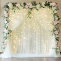 Tulle Backdrop Curtains with Lights 10x10ft Sheer Ivory Curtain in 10x10ft