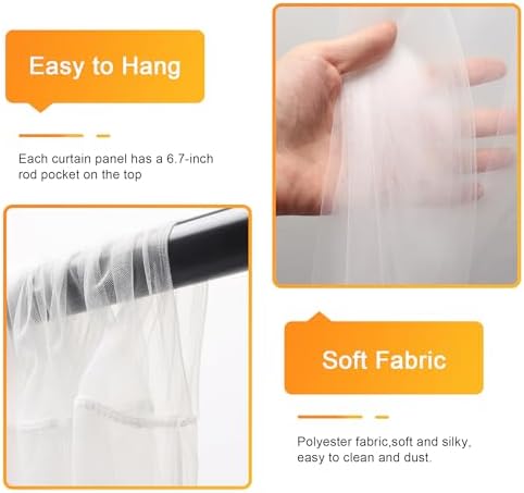 Tulle Backdrop Curtains with Lights 10x8ft Sheer Ivory Curtain in 10x8ft, alternate view 3