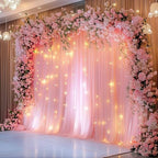 Tulle Backdrop Curtains with Lights 10x8ft Sheer Peach Curtain in 10x8ft, alternate view 6