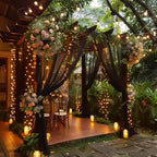 Tulle Backdrop Curtains with Lights Black 10x10ft Sheer Curtain in 10x10ft, alternate view 6