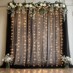 Tulle Backdrop Curtains with Lights Black 10x8ft Sheer Curtain in 10x8ft
