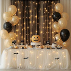 Tulle Backdrop Curtains with Lights Black 10x8ft Sheer Curtain in 10x8ft, alternate view 6