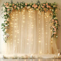 Tulle Backdrop Curtains with Lights Champagne 10x10ft Sheer Curtain in 10x10ft