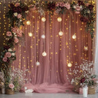 Tulle Backdrop Curtains with Lights Dusty Rose 10x8ft Sheer Curtain in 10x8ft, alternate view 6