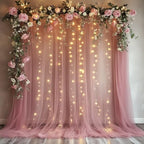 Tulle Backdrop Curtains with Lights Dusty Rose 10x8ft Sheer Curtain in 10x8ft, alternate view 7