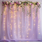 Tulle Backdrop Curtains with Lights Lavender 10x10ft Sheer Curtain Backdrop in 10x10ft