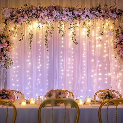 Tulle Backdrop Curtains with Lights Lavender 10x10ft Sheer Curtain Backdrop in 10x10ft, alternate view 7