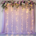 Tulle Backdrop Curtains with Lights Lavender 10x8ft Sheer Curtain in 10x8ft