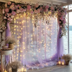 Tulle Backdrop Curtains with Lights Lavender 10x8ft Sheer Curtain in 10x8ft, alternate view 6