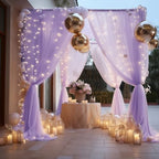 Tulle Backdrop Curtains with Lights Lavender 10x8ft Sheer Curtain in 10x8ft, alternate view 7