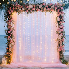 Tulle Backdrop Curtains with Lights Pink 10x10ft Sheer Curtain Backdrop in 10x10ft