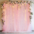 Tulle Backdrop Curtains with Lights Pink 10x10ft Sheer Curtain Backdrop in 10x10ft, alternate view 6