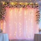 Tulle Backdrop Curtains with Lights Pink 10x10ft Sheer Curtain Backdrop in 10x10ft, alternate view 7
