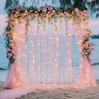 Tulle Backdrop Curtains with Lights Pink 10x8ft Sheer Curtain Backdrop in 10x8ft