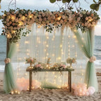 Tulle Backdrop Curtains with Lights Sage Green 10x10ft Sheer Curtain in 10x10ft, alternate view 6