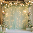 Tulle Backdrop Curtains with Lights Sage Green 10x8ft Sheer Curtain in 10x8ft, alternate view 6