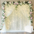 Tulle Backdrop Curtains with Lights Sheer Ivory Curtain Backdrop 30x10ft in 30x10ft