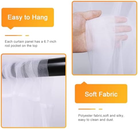 Tulle Backdrop Curtains with Lights Sheer White Curtain Backdrop 20x10ft in 20x10ft, alternate view 3