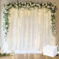 Tulle Backdrop Curtains with Lights Sheer White Curtain Backdrop 30x10ft in 30x10ft