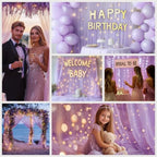 Tulle Curtain Backdrop with 300 LED Fairy Lights for Parites Wrinkle-Free Sheer Curtain Drapes Photo Back Drop, alternate