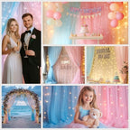Tulle Curtain Backdrop with 300 LED Fairy Lights for Parites Wrinkle-Free Sheer Curtain Drapes Photo Back Drop, alternate