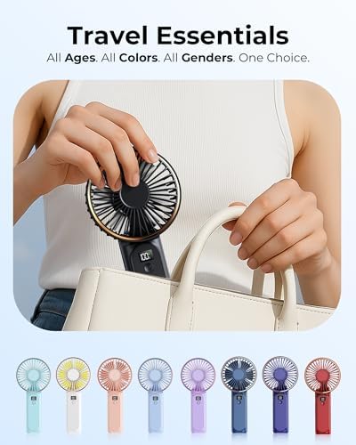 TUNISE Portable Handheld Fan, Portable Fan Rechargeable, 4000mAh, 180° Adjustable, 6 Speed Wind, Display, alternate view 6