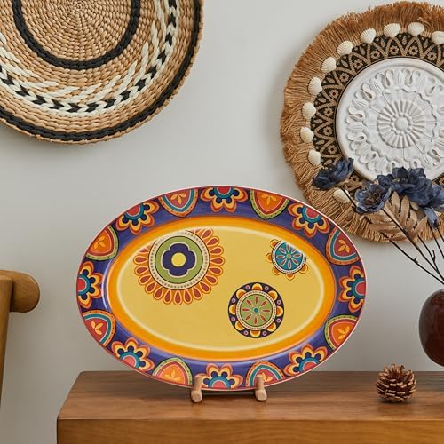 Tunisian 16 plus 14 inch Oval Platters Set, Set of 2, Microwave and Dishwasher Safe, for Serving Fish, Chicken, alternate
