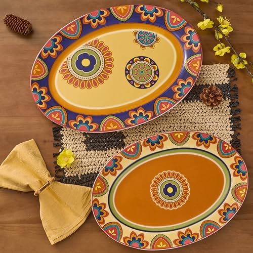 Tunisian 16 plus 14 inch Oval Platters Set, Set of 2, Microwave and Dishwasher Safe, for Serving Fish, Chicken, alternate