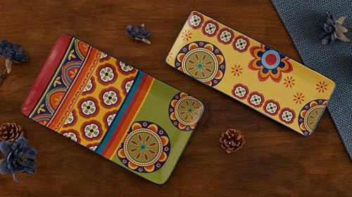 Tunisian Ceramic 14 inch Rectangular Serving Platter, Set of 2, for Serving Salad, Pasta, Cheese, Ham, alternate view 2