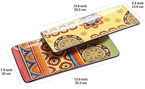 Tunisian Ceramic 14 inch Rectangular Serving Platter, Set of 2, for Serving Salad, Pasta, Cheese, Ham, alternate view 3