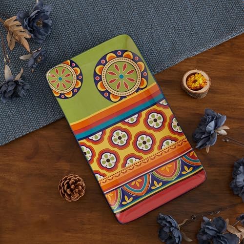 Tunisian Ceramic 14 inch Rectangular Serving Platter, Set of 2, for Serving Salad, Pasta, Cheese, Ham, alternate view 6