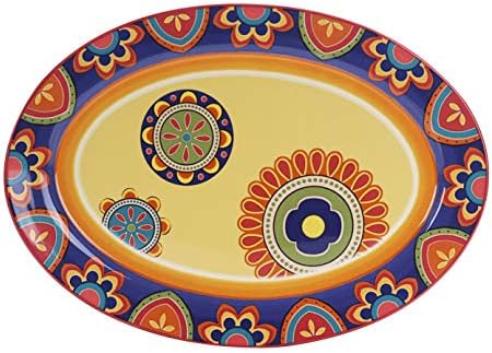 Tunisian Ceramic 16 inch Oval Platter, Microwave & Dishwasher Safe in Large (16 inch) in Tunisian