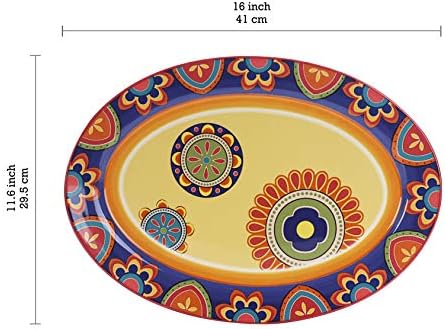 Tunisian Ceramic 16 inch Oval Platter, Microwave & Dishwasher Safe in Large (16 inch) in Tunisian, alternate view 3