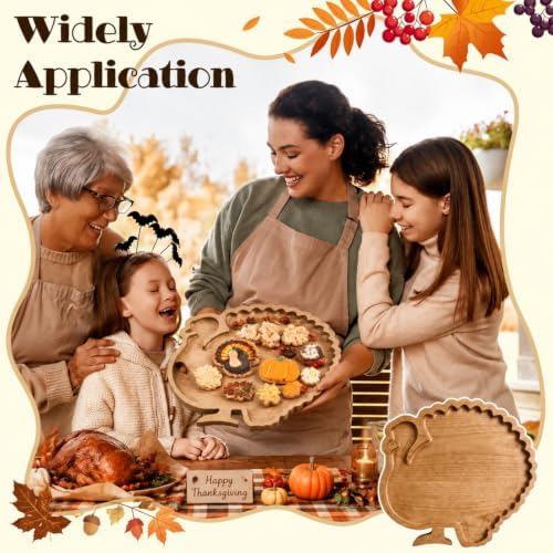 Turkey Charcuterie Board Wooden Thanksgiving Serving Platter Tray in 15 x 12 x 1 inches/ 38 x 30 x 2.5 cm in, alternate view