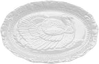 Turkey Embossed Serving Platter, Fine Porcelain, Oversized in Oversized in White