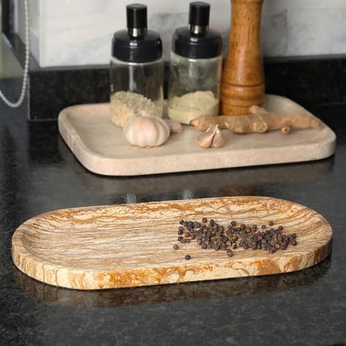 Turkish Natural Marble Tray, 12"x6" Vanity Decorative Tray for Countertop Organizer, Catchall Tray for Perfume, alternate