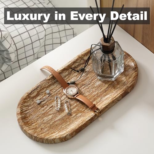 Turkish Natural Marble Tray, 12"x6" Vanity Decorative Tray for Countertop Organizer, Catchall Tray for Perfume, alternate