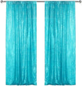 Turquoise Sequin Backdrop Curtain 2 Panels 2FTx8FT Glitter Turquoise Background Drapes Sparkle Photography